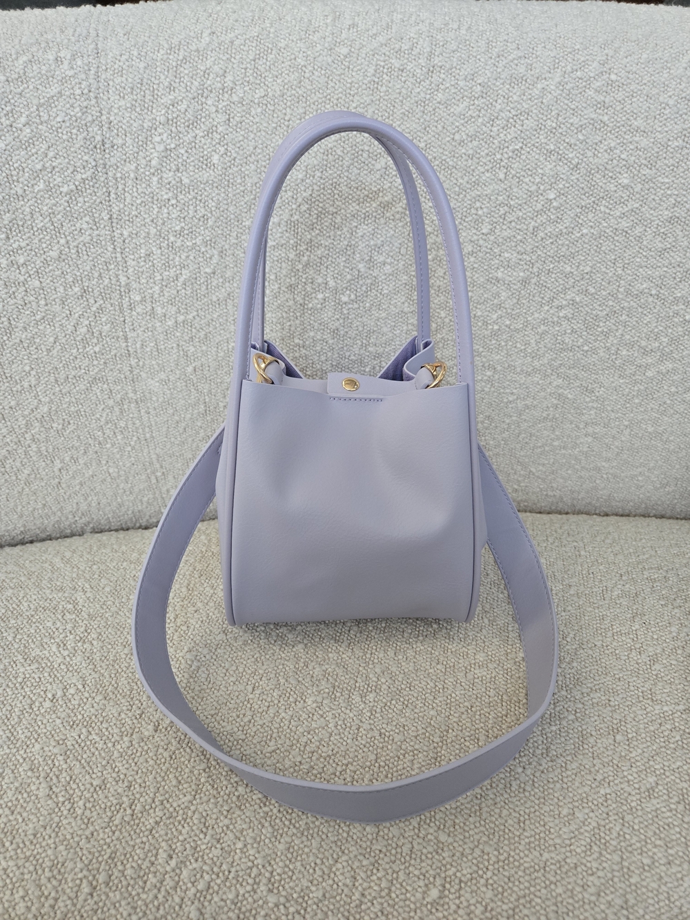 Anthropologie Lavender Mini Bucket Bag with Gold Hardware